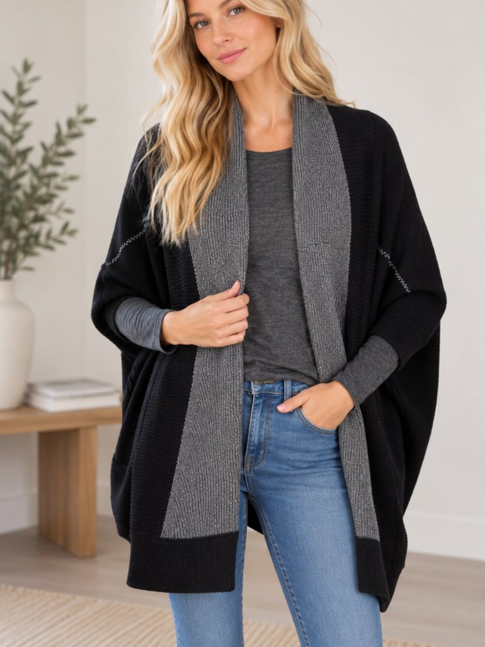 306. Cashmere Blend Reversible 4 Way Duster